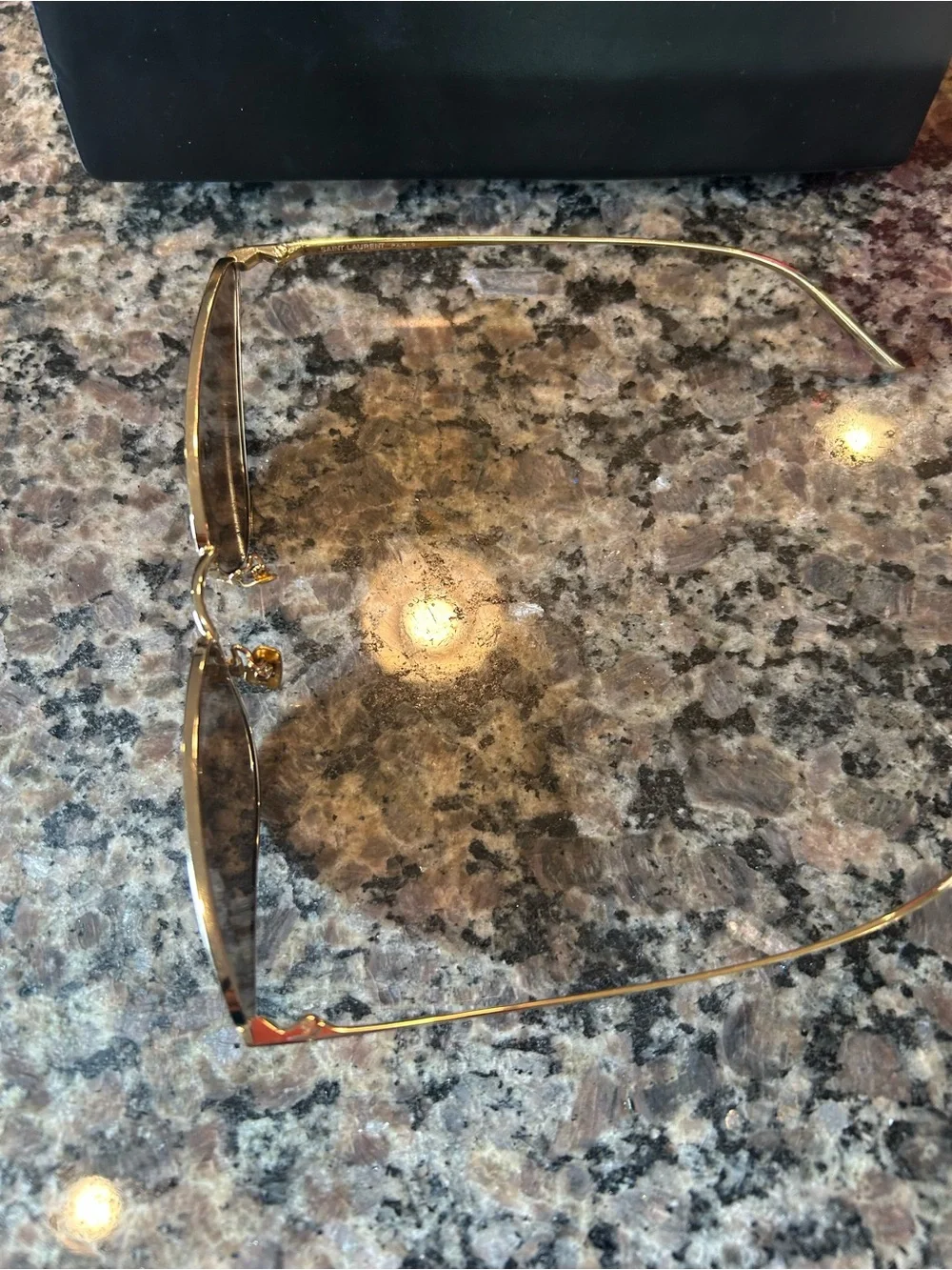 Saint Laurent SL487 003 Gold Brown Cat Eye Sunglasses + Case